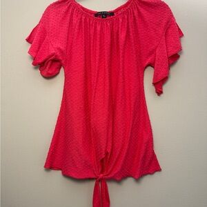 Women's Red Ruffle Sleeve Top